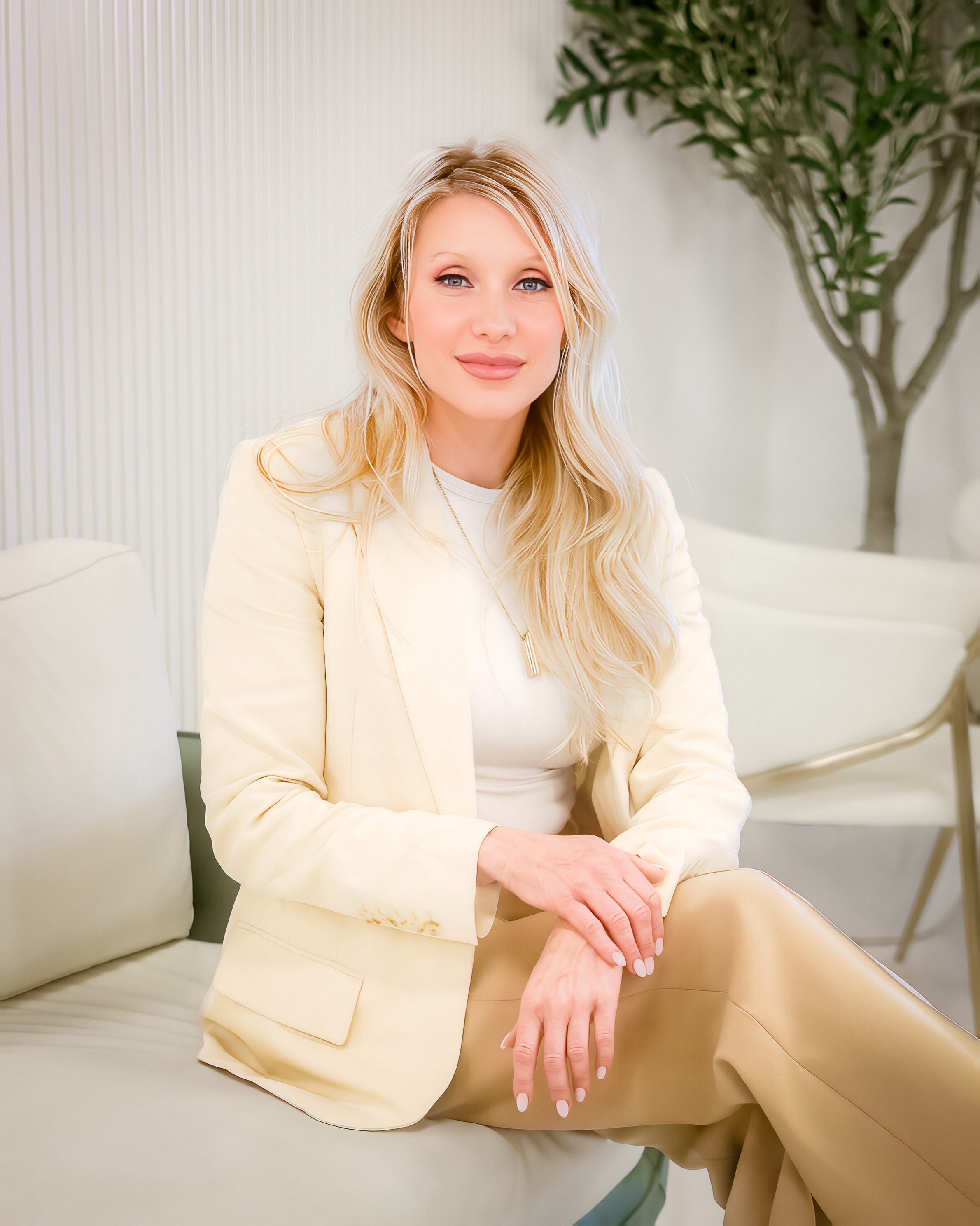 Blonde founder-facing SURĒL portrait